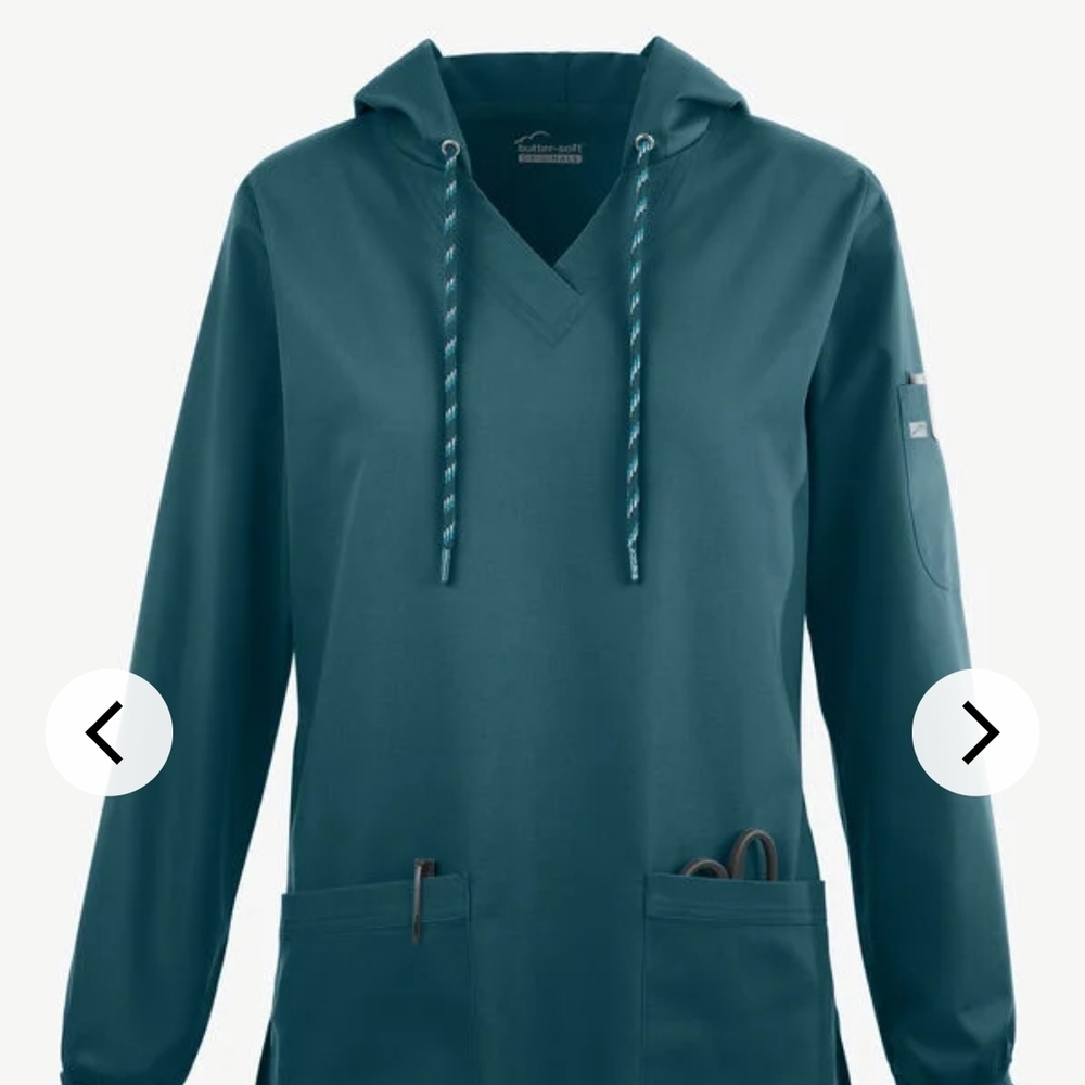 Teal Hooded Scrub Top